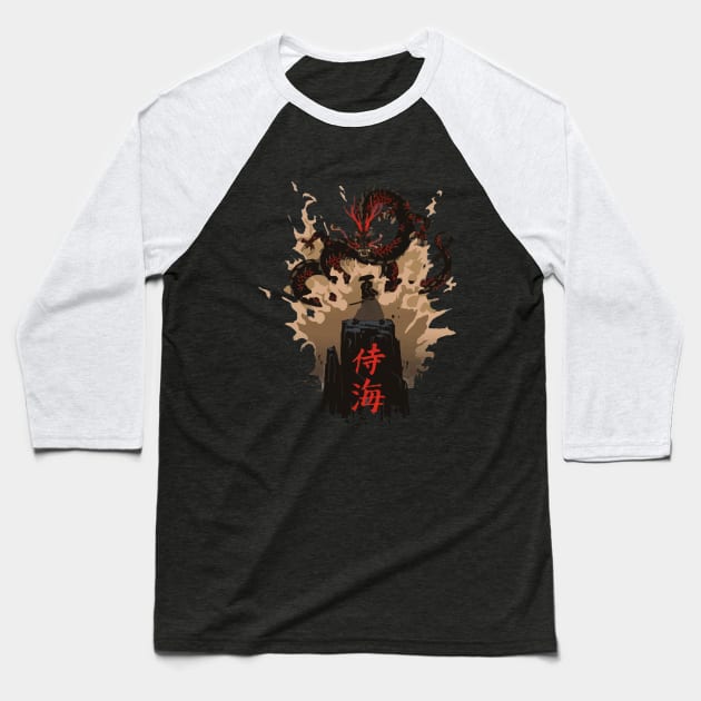 Samurai - Japanese samurai warrior vs dragon Baseball T-Shirt by YANISOVE